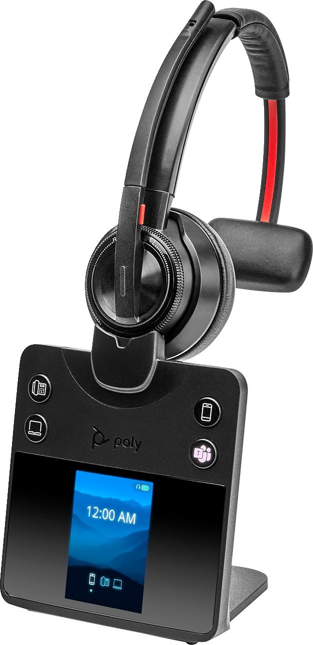 Kufje Poly Savi 8400 Office 8L5A9AA, pa tela, me mikrofon, të zeza