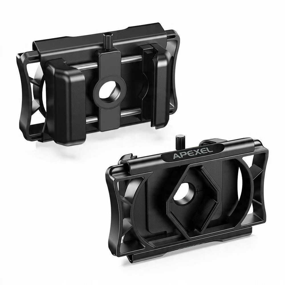 Адаптер за телефони Апексел, за двоглед и телескоп, ротирање 360°, црн