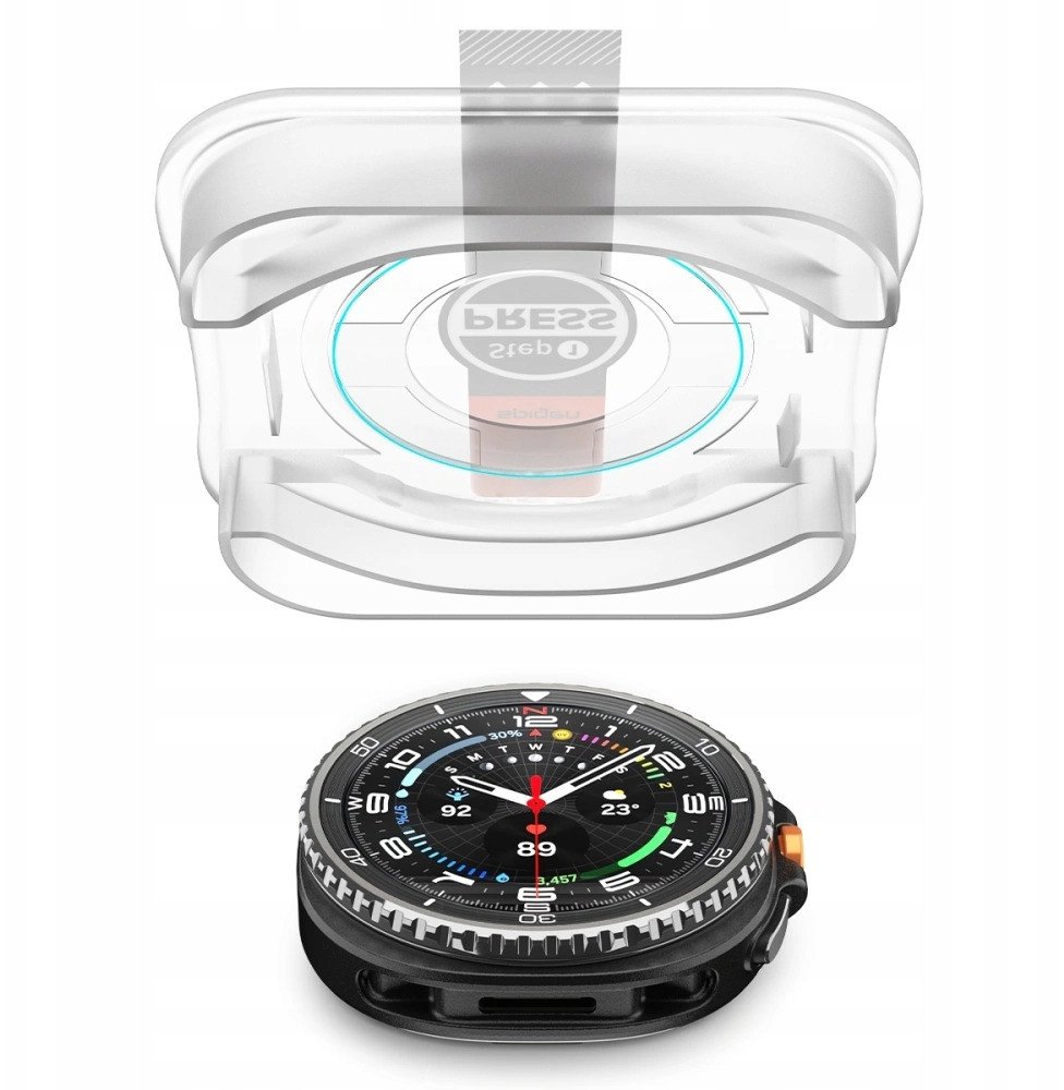 Xham mbrojtës Spigen Glas.tR EZ Fit, për Samsung Galaxy Watch8 Classic, set 2 copë, transparent