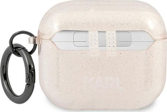 Këllëf mbrojtës Karl Lagerfeld Glitter Choupette KLA3UCHGD për AirPods 3, TPU, bezhë