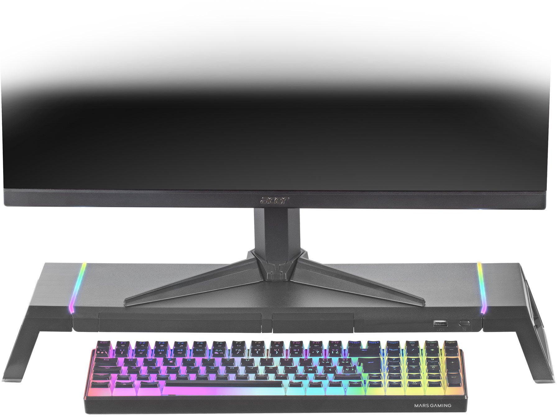 Mbajtëse monitori Mars Gaming MGS-ONE, Chroma RGB, madhësi e rregullueshme, e zezë