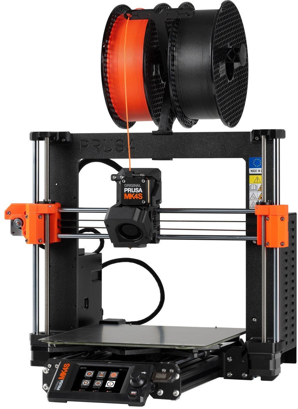 3D печатач Prusa Original Prusa MK4S склопен, 25 x 21 x 22 cm, екран 3.5\", портокалов