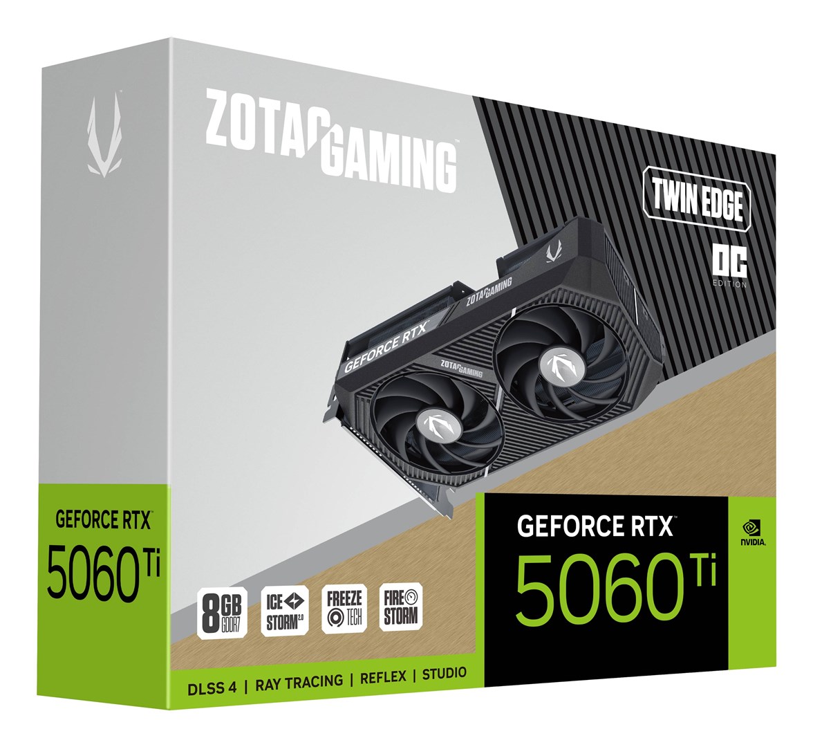 Kartelë grafike Zotac GAMING GeForce RTX 5060 Ti Twin Edge OC NVIDIA, 8 GB GDDR7 Kartelë grafike Zotac GAMING GeForce RTX 5060 Ti Twin Edge OC NVIDIA, 8 GB GDDR7