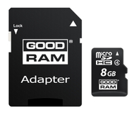 Kartë e memories GOODRAM M40A, MicroSDHC, 8 GB, Class 4 + përshtatës SD