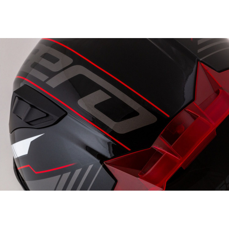 Helmë moto Cassida Aero Drome, full face, polikarbonat, e zezë pearl e kuqe e bardhë gri