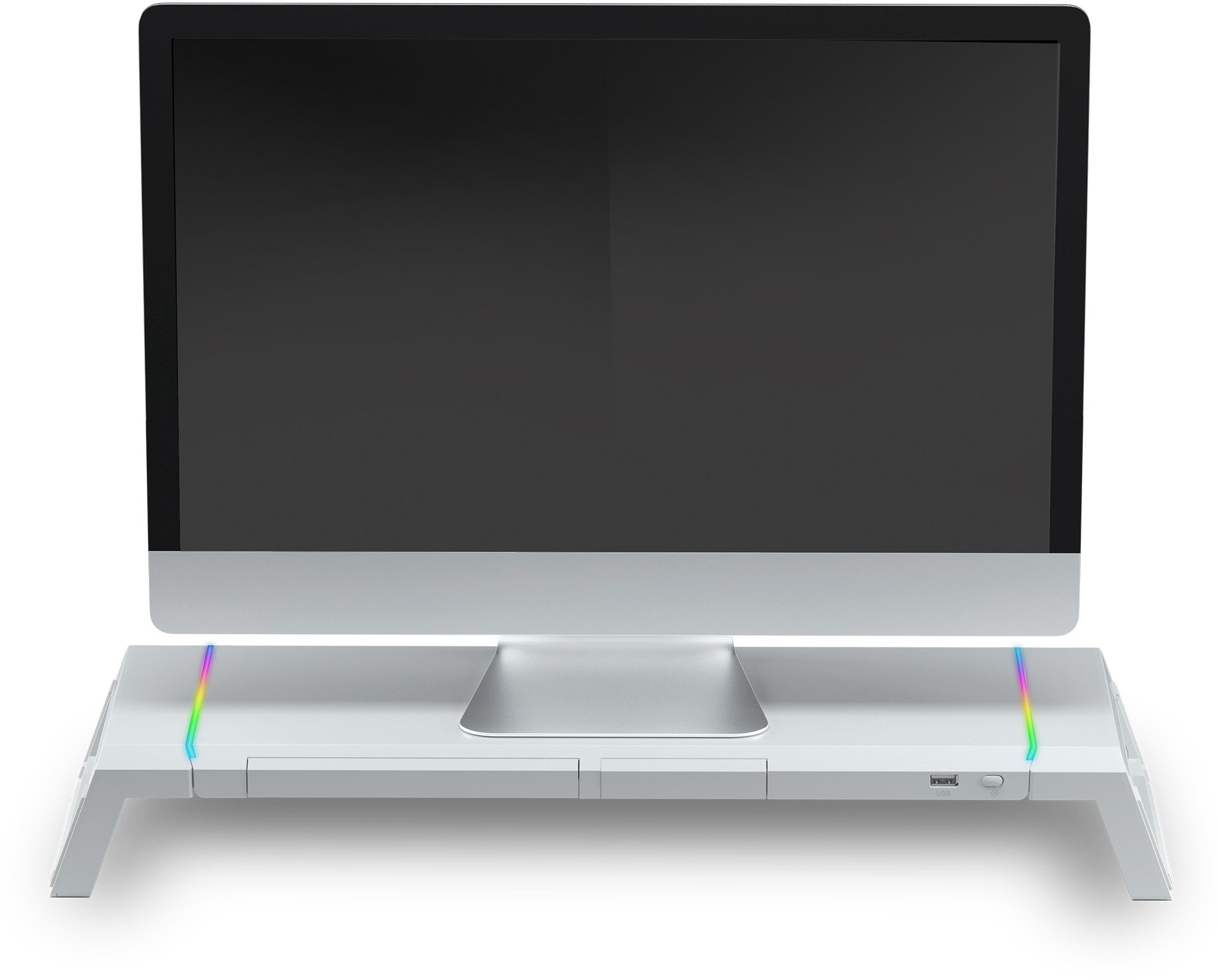 Standi për monitor Mars Gaming MGS-ONE, Chroma RGB, madhësi e rregullueshme, i bardhë