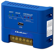 Kontrollues diellor Qoltec MPPT 15A, rrymë 12V 24V, për bateri dhe ngarkesa DC, i zi