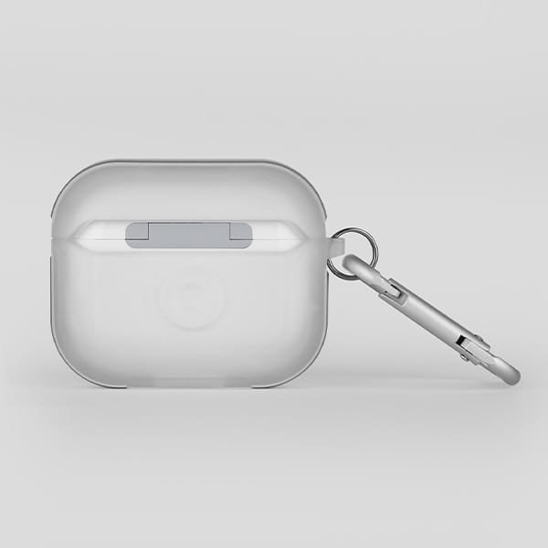 Mbajtëse për AirPods Pro 2 Skinarma Kinzoku Frost, mbrojtëse transparente, me karabinë metalike, transparente