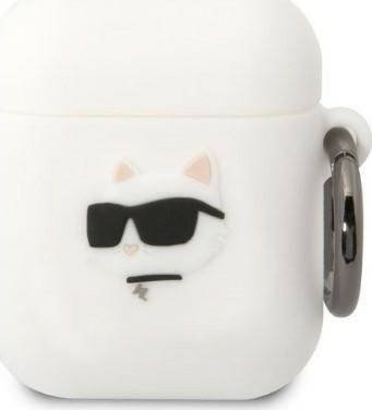 Mbështjellës për AirPods Karl Lagerfeld KLA2RUNCHH, silikon, për AirPods 1/2, i bardhë