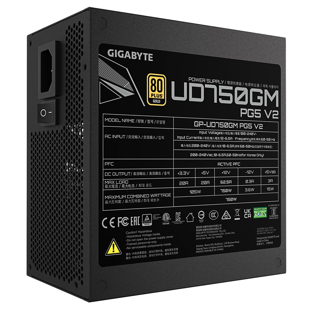 Burim energjie GIGABYTE UD750GM PG5 V2, 750W, 80 PLUS Gold