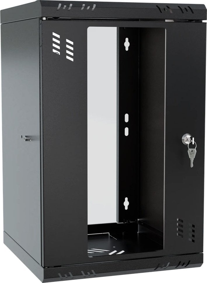 Kabinet RACK 10" 9U, thellësi 300 mm, me xham, i zi