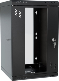 Kabinet RACK 10" 9U, thellësi 300 mm, me xham, i zi