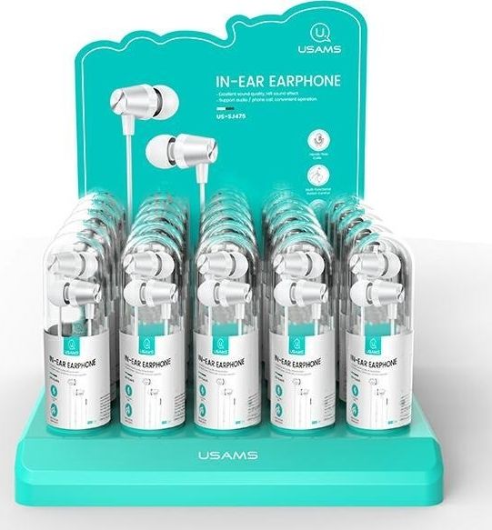 Set kufjesh Usams EP-42, 30 palë, me mikrofon, të bardha