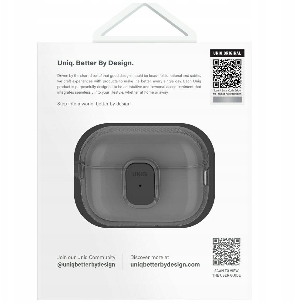 Kuti mbrojtëse Uniq Case Glase Pro për AirPods Pro 2, TPU, Smoke, gri