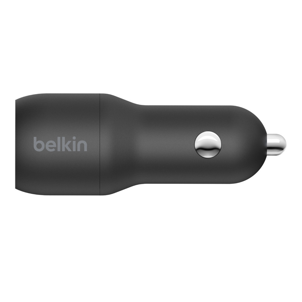 Karikues për veturë Belkin Dual USB-A 24W + kabllo USB-A - Lightning, i zi