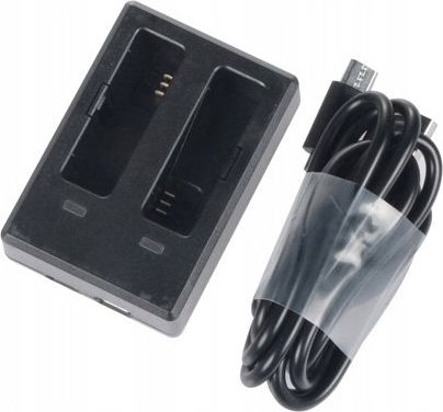 Karikues dual për bateri kamere SJCAM SJ8, micro USB, LED, i zi