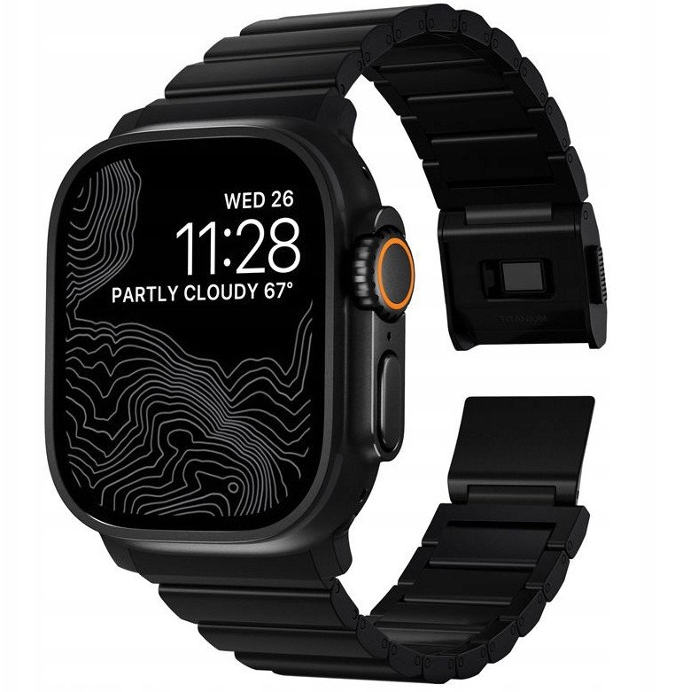 Rrip ore Titanium për Apple Watch V2, 45mm, hallka të rregullueshme, i zi