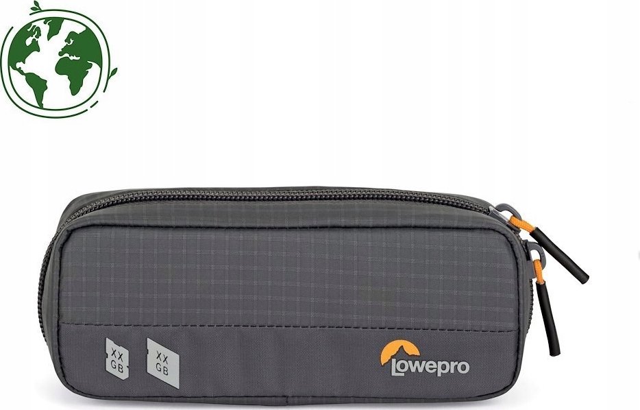 Портфел за мемориски картички Lowepro GearUp Memory Wallet 20, со проѕирни џебови, со затворање со патент, сив