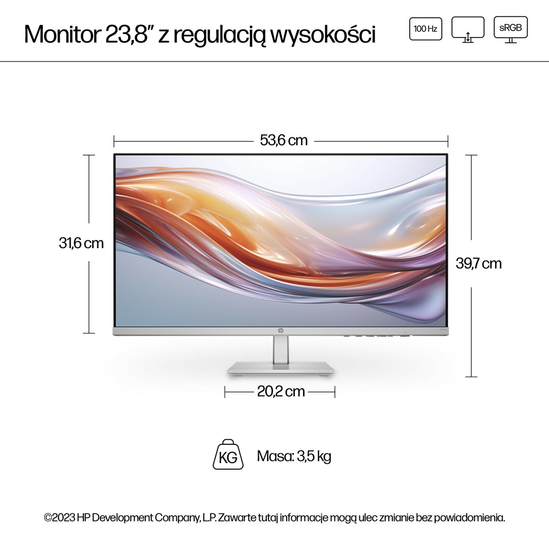 Monitor HP 23.8-inch Series, 23.8", 1920 x 1080, 100 Hz, i argjendtë