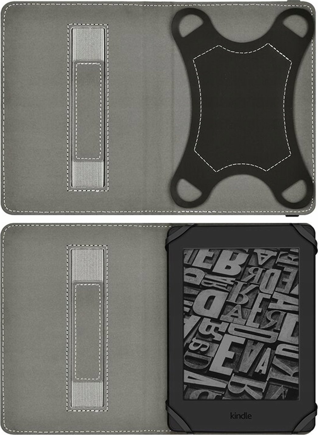 Футрола со рачка за Kindle Paperwhite 6", еко кожа, функција автоматско вклучување, црна