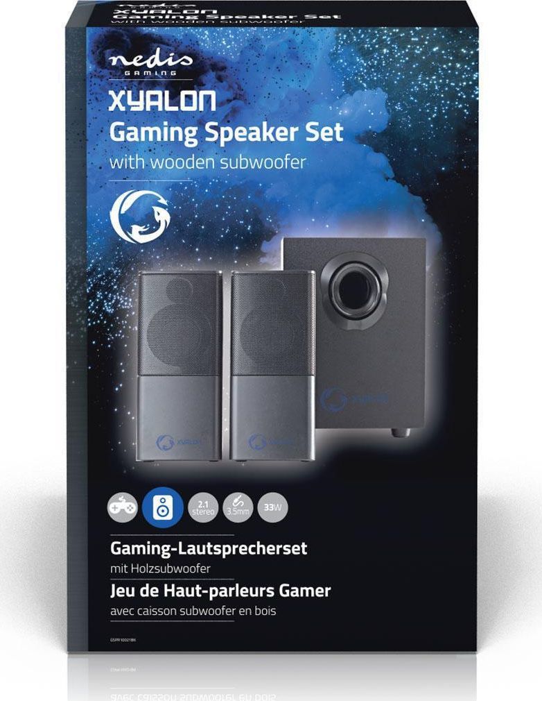 Kutia altoparlantë Nedis GSPR10021BK Gaming 2.1, 33W, 3.5mm USB, e zezë