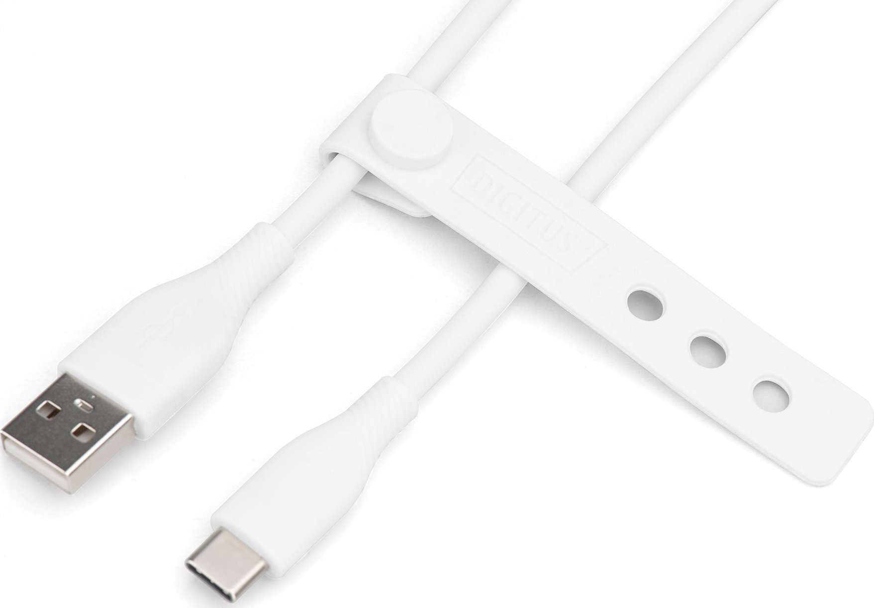 Kabllo Digitus USB C Silicone, 0.5m, 60W, e bardhë