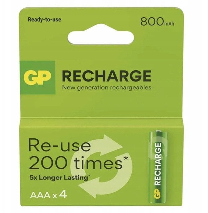 Bateri rikarikueshme GP Recharge AAA, 800mAh, NiMH, jeshile
