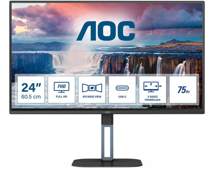 Monitor AOC 24V5CE/BK - LED, 23.8", FullHD, i zi