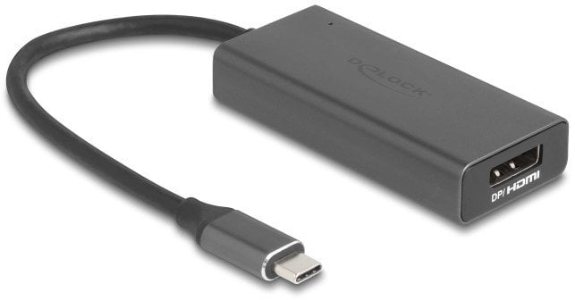 Adapter video Delock USB Type C në HDMI DisplayPort, 8K, 16cm, gri