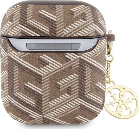 Mbulesë Guess GUA2PGCE4CW GCube Charm për AirPods 1/2, lëkurë ekologjike, kafe