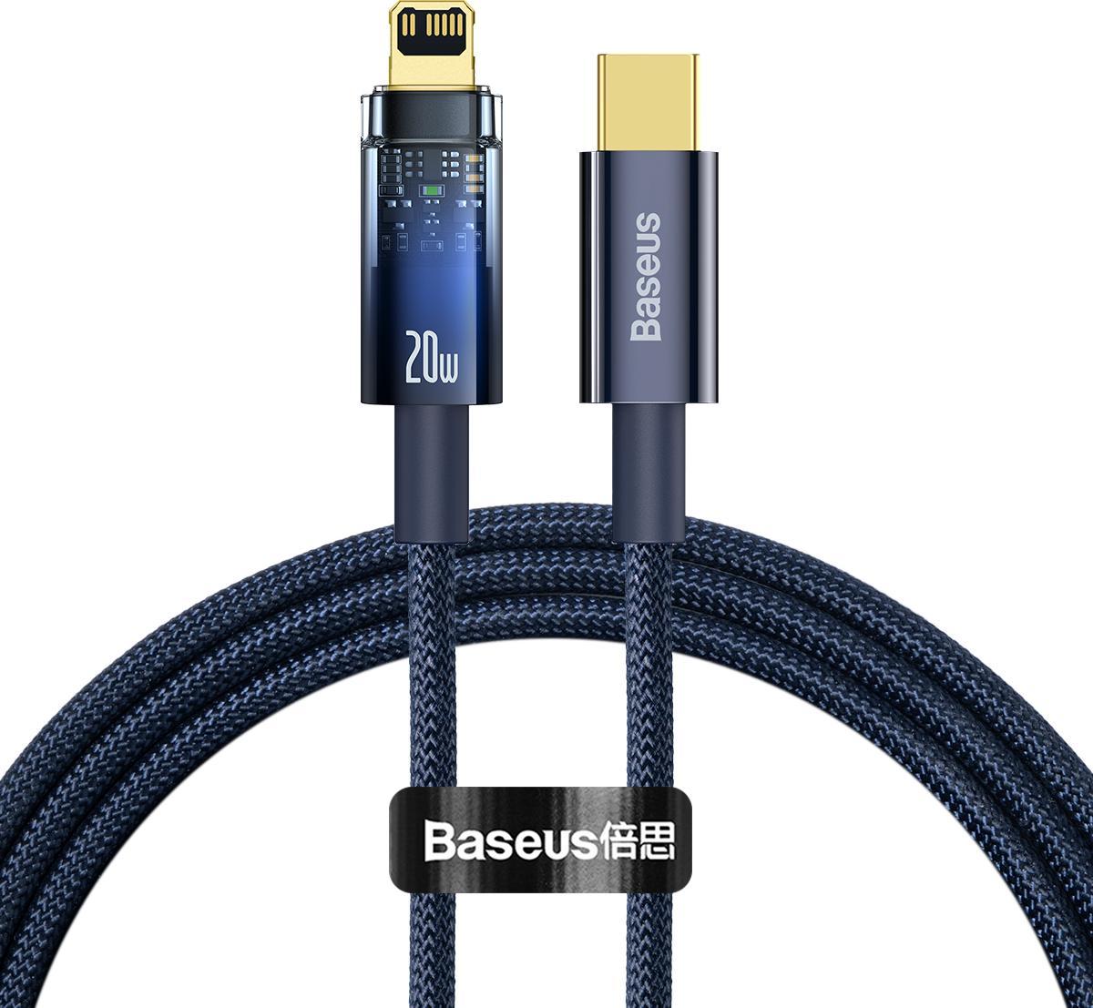 Kabllo karikimi Baseus Explorer, USB C në Lightning, 1 m, 20W, blu