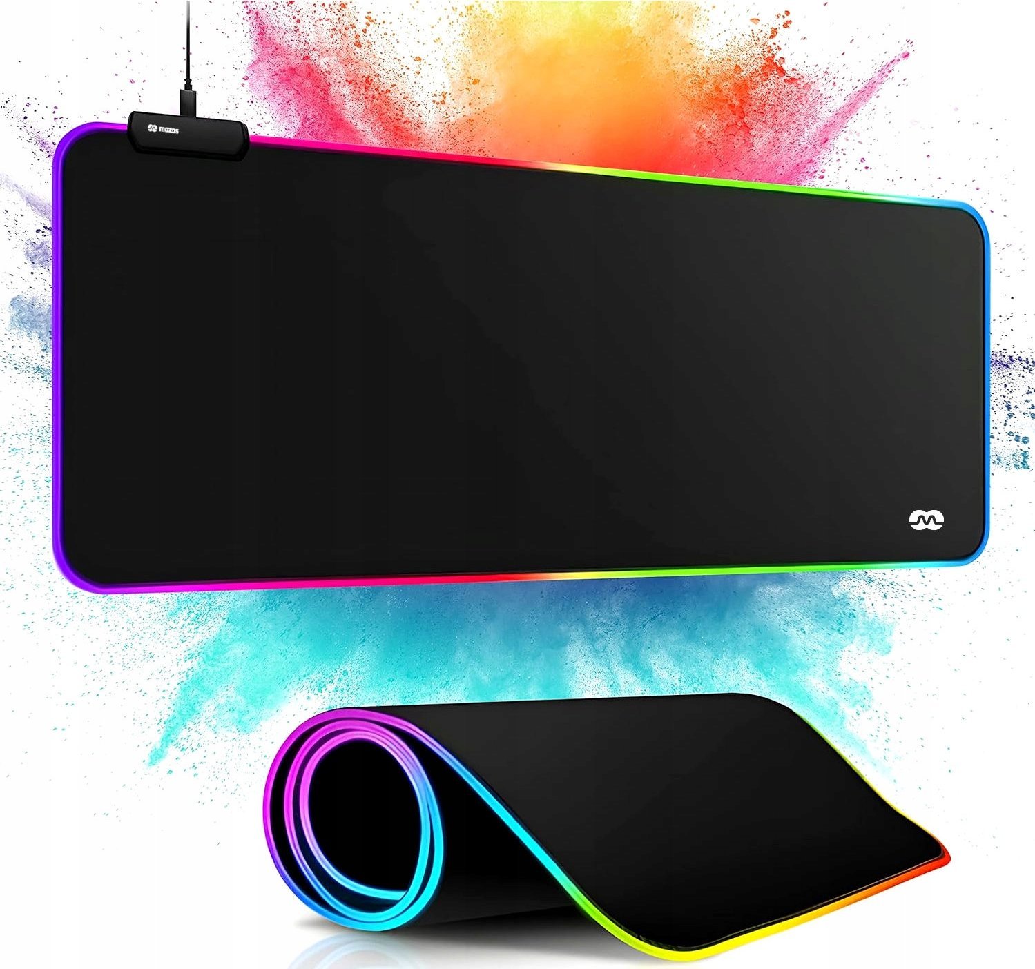 Mousepad gaming Mozos GAMING MP L, i madh, me ndriçim, i zi