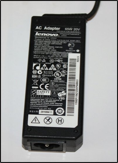 Adapter karikues Lenovo AC 65W, lidhje rrethore, i zi