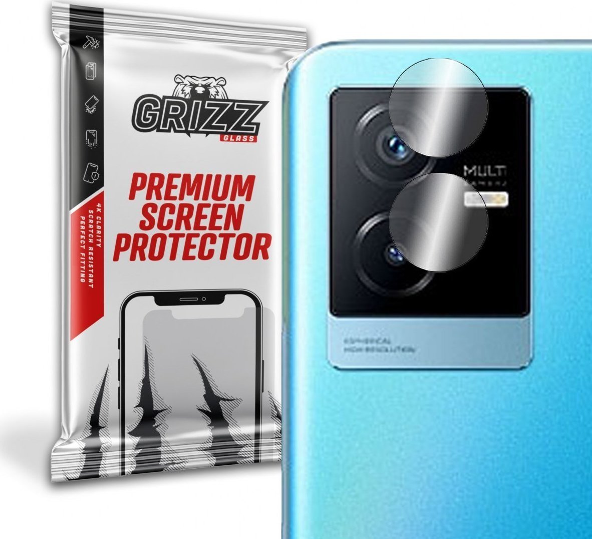 Xham mbrojtës kamerë GrizzGlass Hybrid për vivo T2x, set 2 copë, transparent