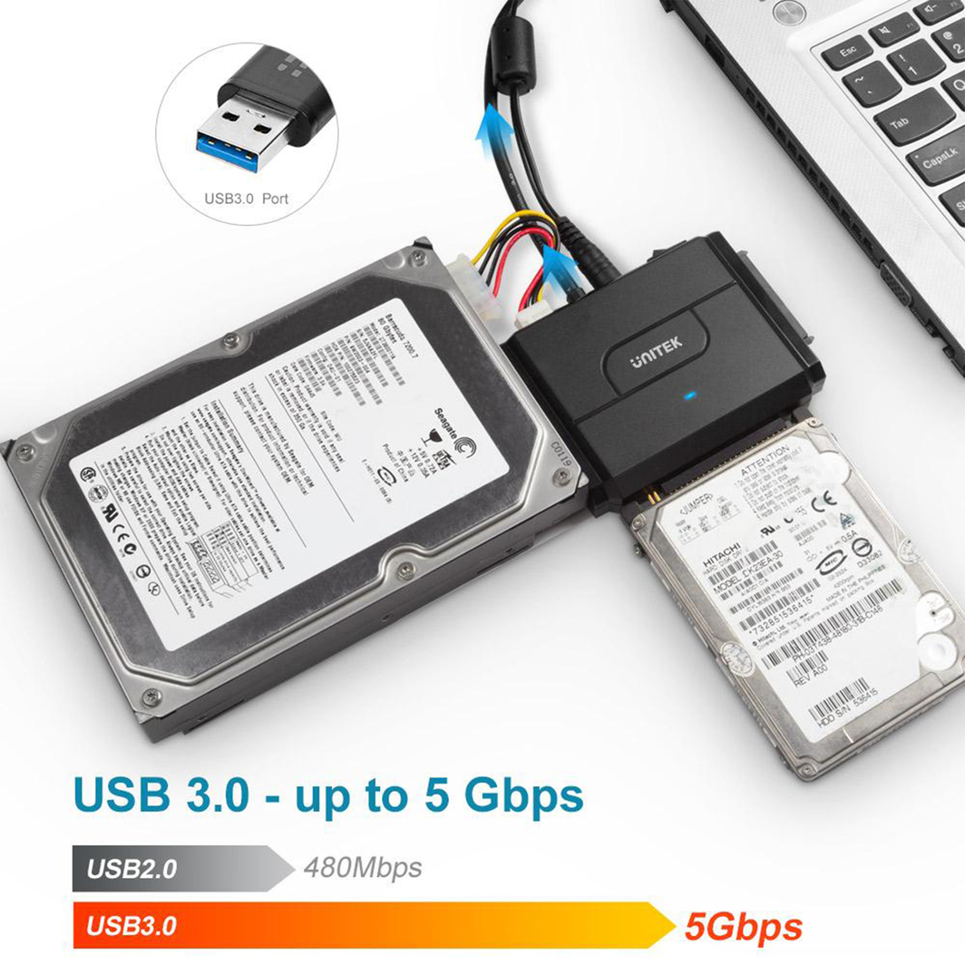 Adapter i jashtëm Unitek Y-3324, USB 3.0 urë për SATA II dhe IDE-Y-3324