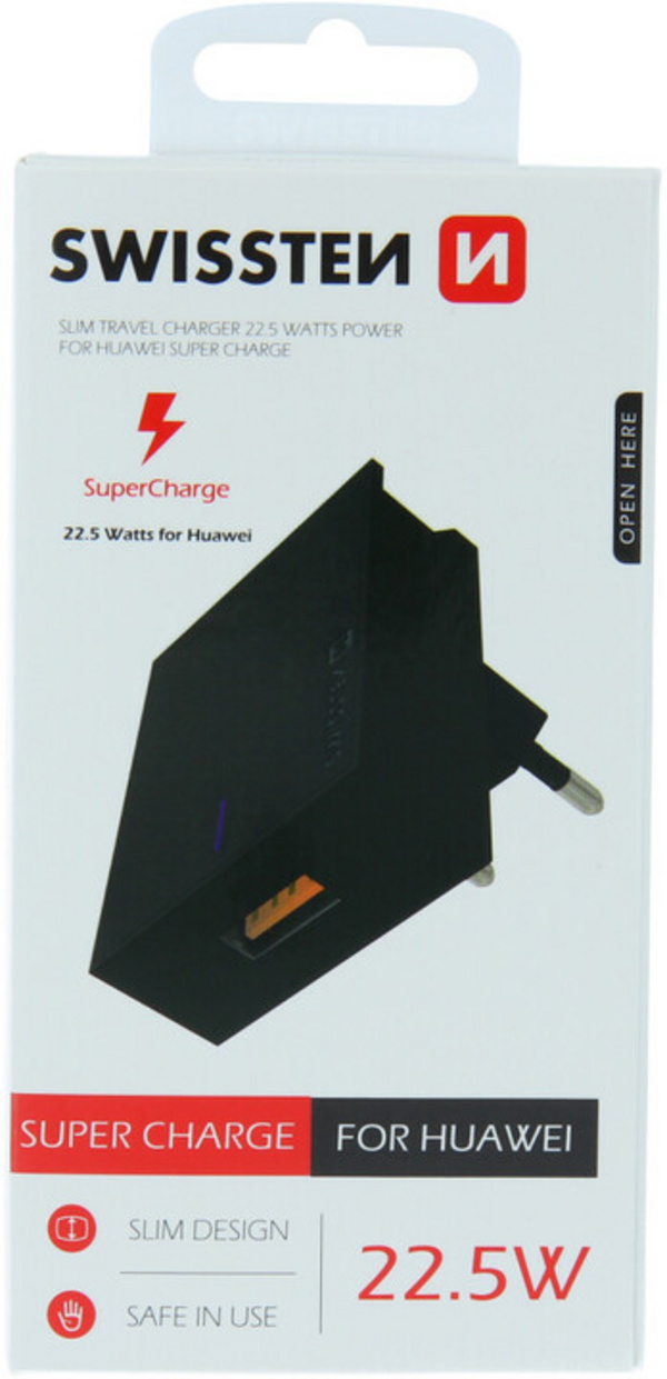Karikues SWISSTEN për Huawei me teknologji SuperCharger, 22.5W, i zi