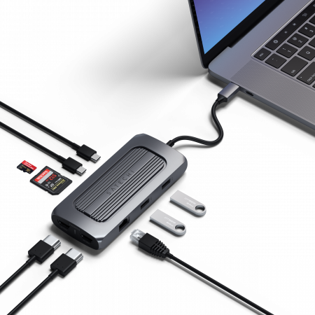 Përshtatës Satechi Aluminium USB-C Multiport MX, i hirtë