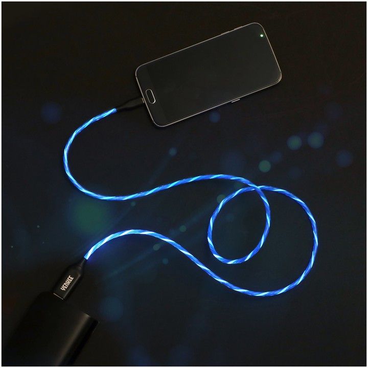 Kabllo YENKEE YCU 231 BE LED, USB në Micro USB, 1m, e kaltër