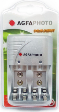 Karikues baterish AGFAPHOTO ACCUCharger Valore Energia, AA AAA 9V, me tregues LED