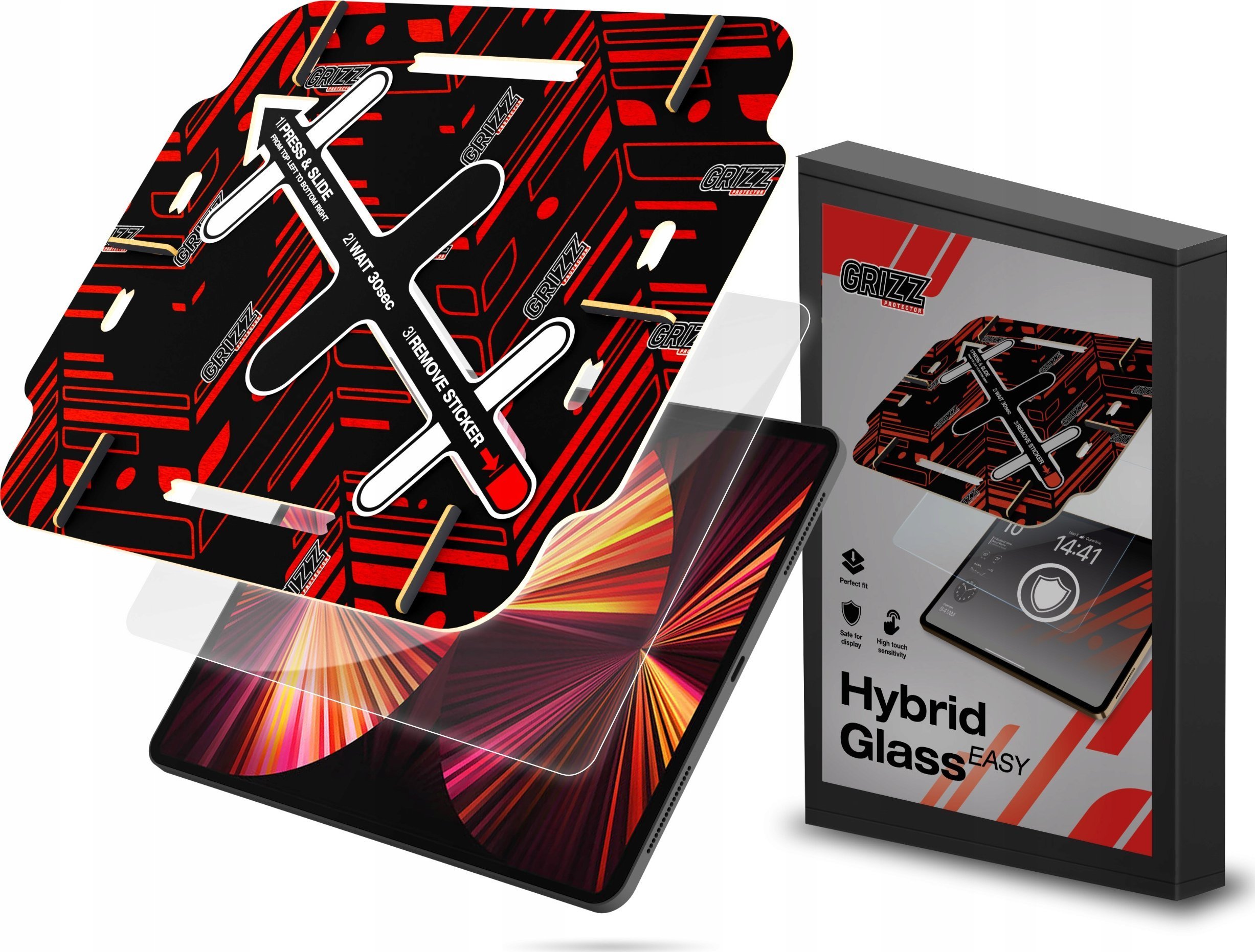 Mbrojtës ekrani hybrid GrizzGlass HybridGlass Easy për Apple iPad Pro 12.9" 5th gen, transparence e lartë