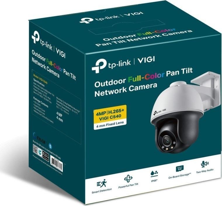 Kамера IP TP-Link VIGI C540 4MP, леќа 4mm, PoE, бела