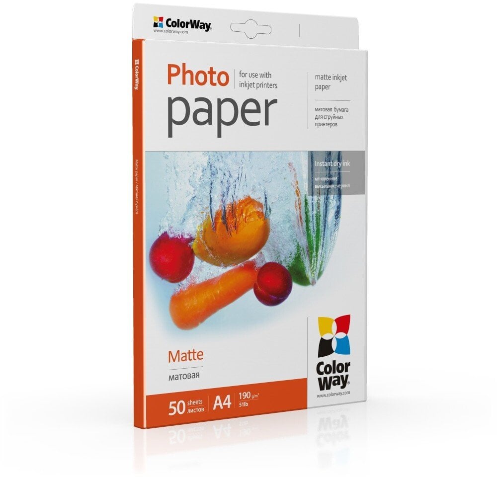 Letër fotografike ColorWay PM190050A4, A4, fotopapir për printer inkjet, e bardhë