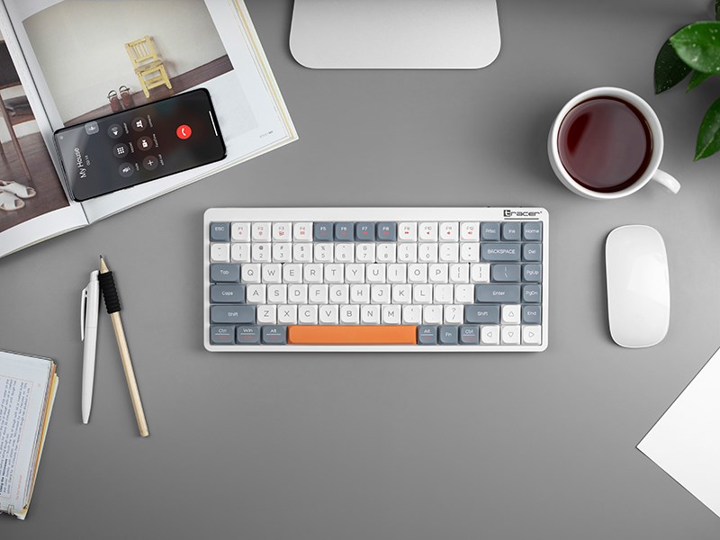 Tastierë mekanike Gaming Tracer FINA 84, USB, RGB, e bardhë