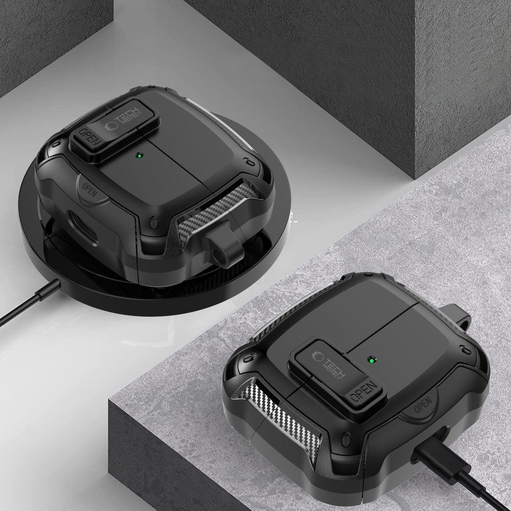 Futrollë për kufje Tech-Protect Carbonox Case, Samsung Galaxy Buds3 Buds3 Pro Buds3 FE, e zezë