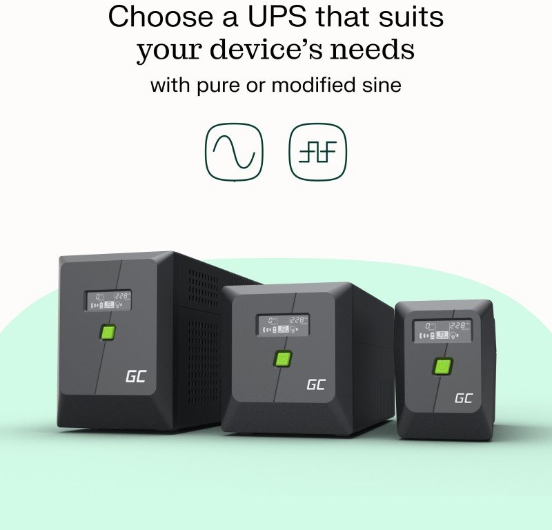 UPS Green Cell PowerProof 1000VA 700W, Line Interactive, sinus i pastër, i zi