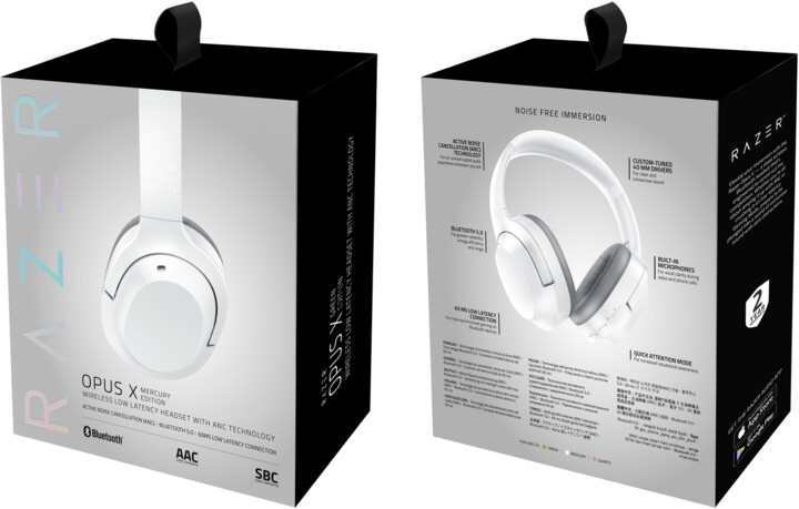Слушалки Razer Opus X, Mercury Edition, бели
