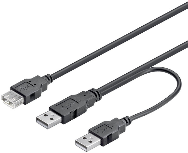 Кабел PremiumCord, USB, 0.3 m, црна