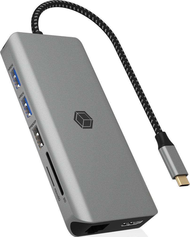 Docking station Icy Box IB-DK4061-CPD, USB-C, Gigabit Ethernet, gri