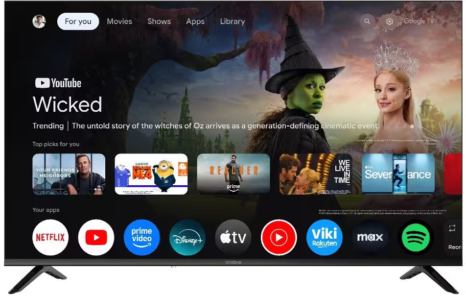 Телевизор Strong SRT55UH7773, 55\", 4K UHD, Паметен со Андроид, црн