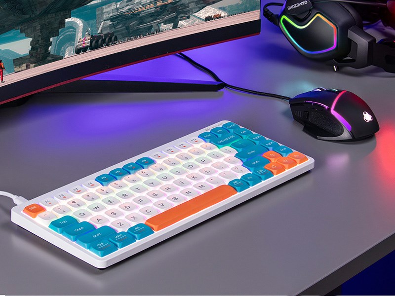 Tastierë mekanike Gaming Tracer FINA 84, USB, RGB, e bardhë